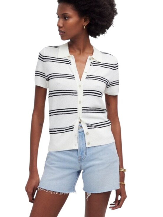 Madewell Tops - Madewell Women's Striped Polo Sweater Tee
